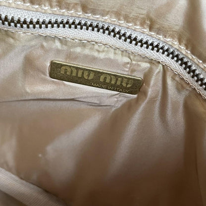 MIU MIU Hand Bag Tote Purse Logo Leather Authentic