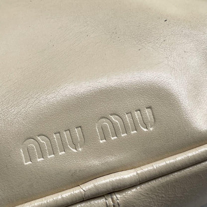 MIU MIU Hand Bag Tote Purse Logo Leather Authentic