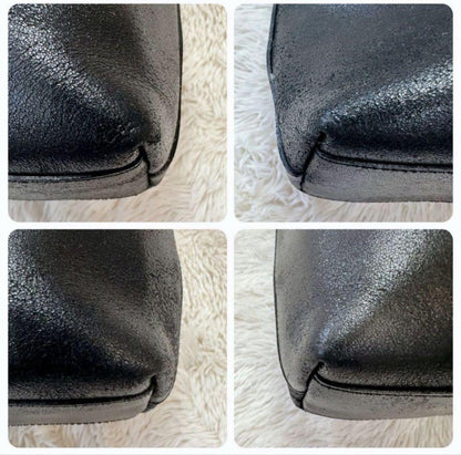 MIU MIU Hand Bag Tote Purse Logo Leather Black Authentic