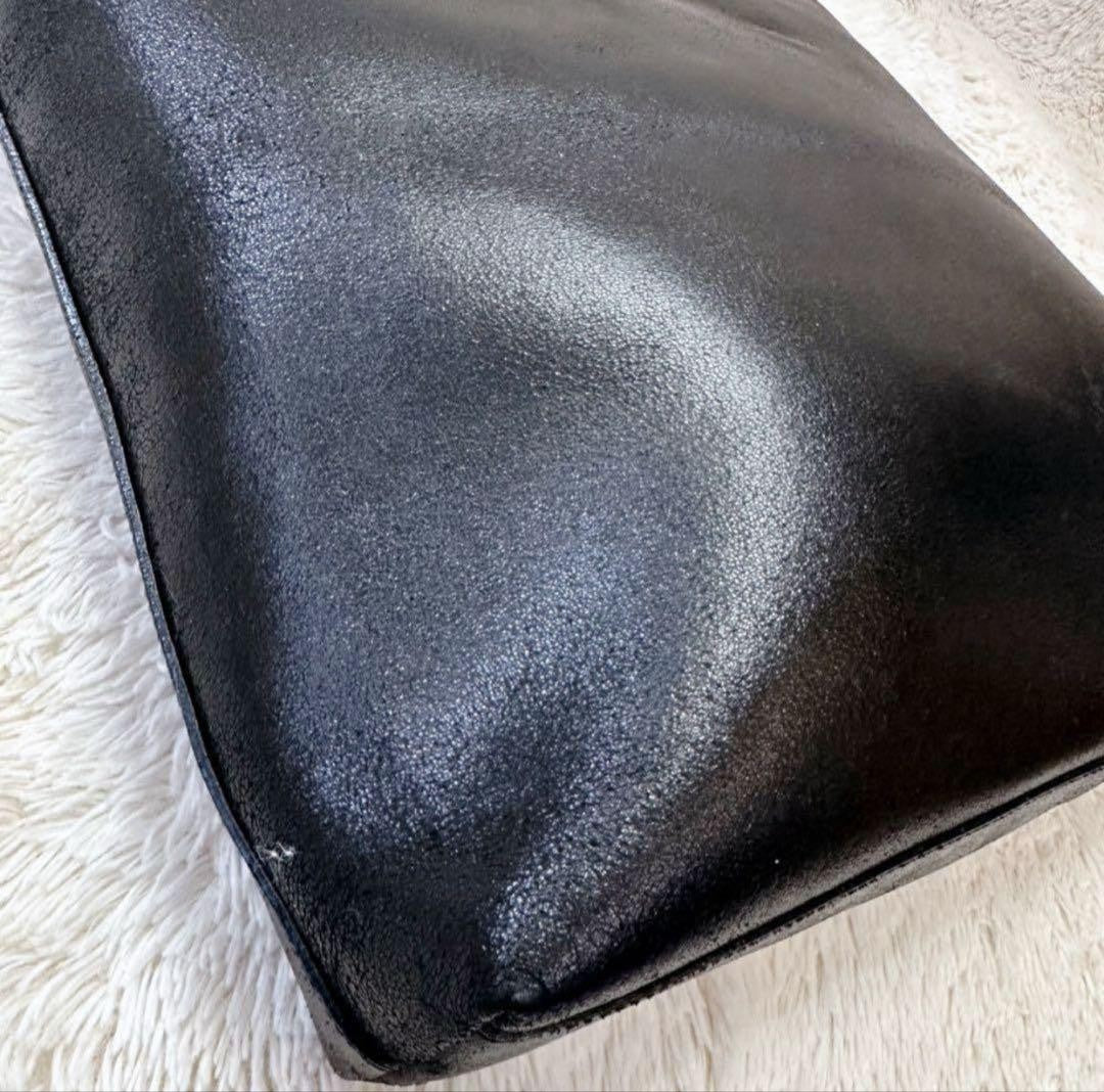 MIU MIU Hand Bag Tote Purse Logo Leather Black Authentic