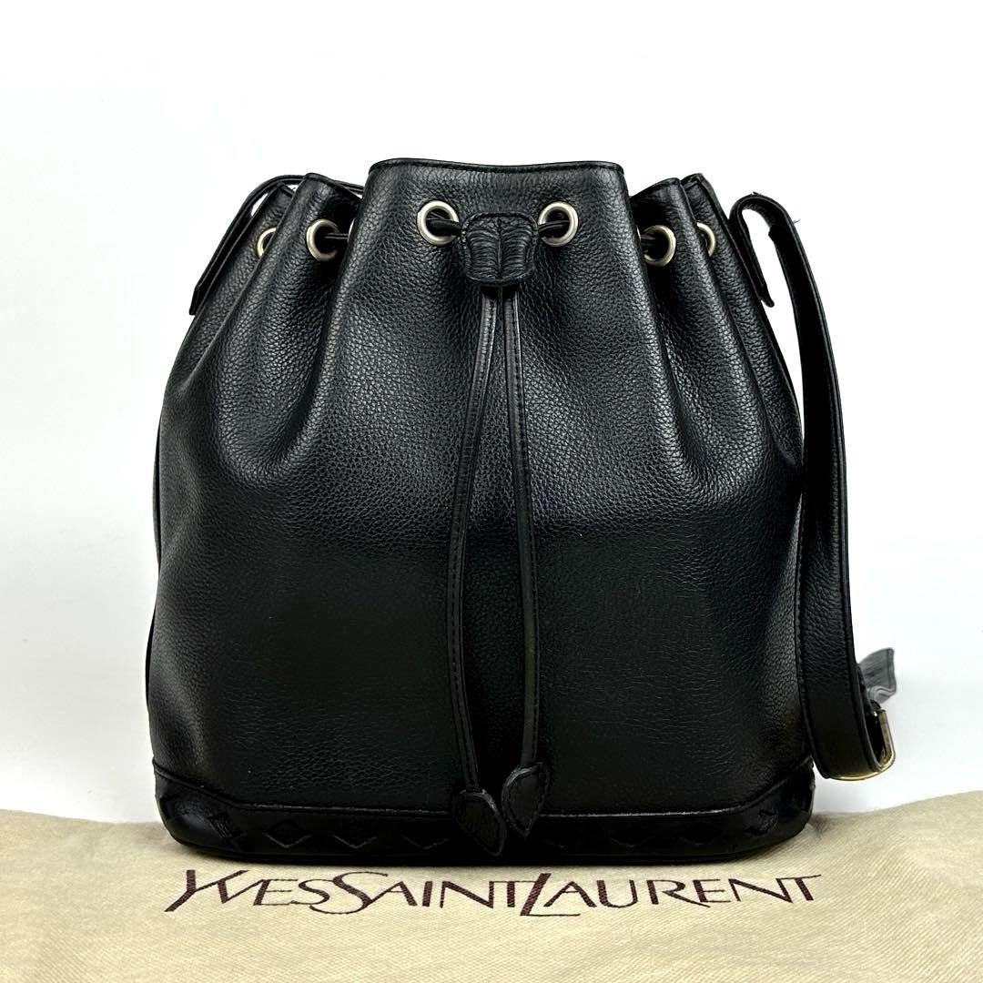 Saint Laurent Shoulder Bag Purse Leather Black Authentic