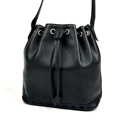 Saint Laurent Shoulder Bag Purse Leather Black Authentic