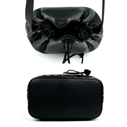 Saint Laurent Shoulder Bag Purse Leather Black Authentic