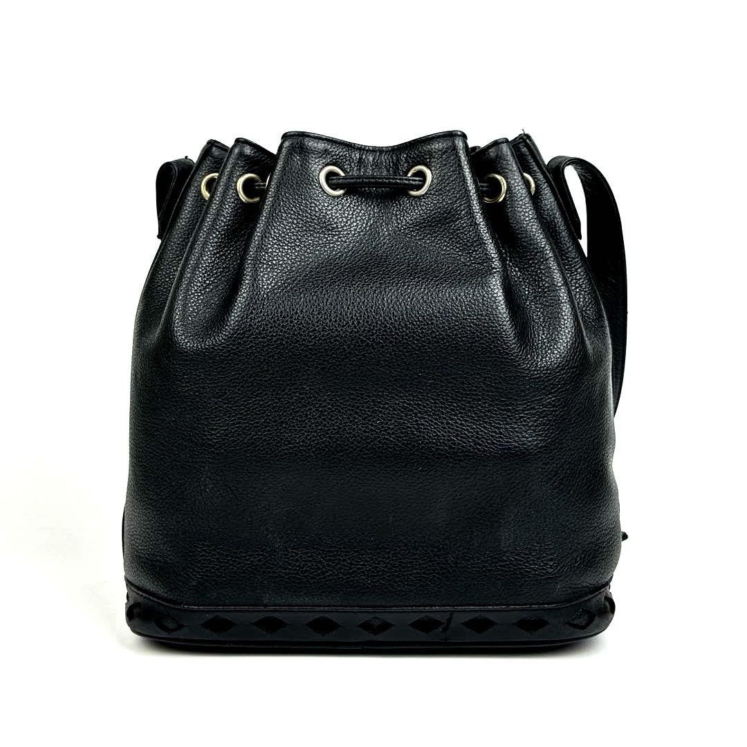 Saint Laurent Shoulder Bag Purse Leather Black Authentic