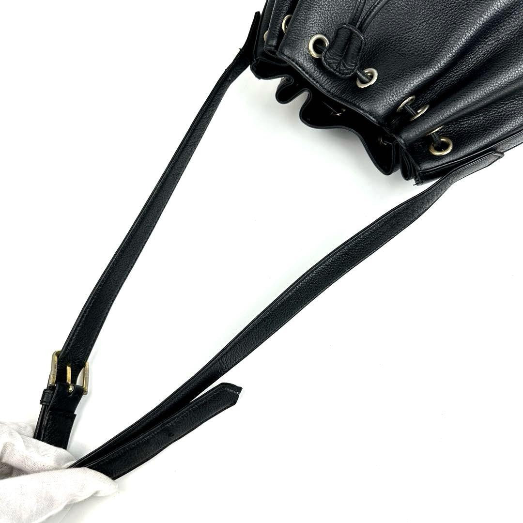 Saint Laurent Shoulder Bag Purse Leather Black Authentic