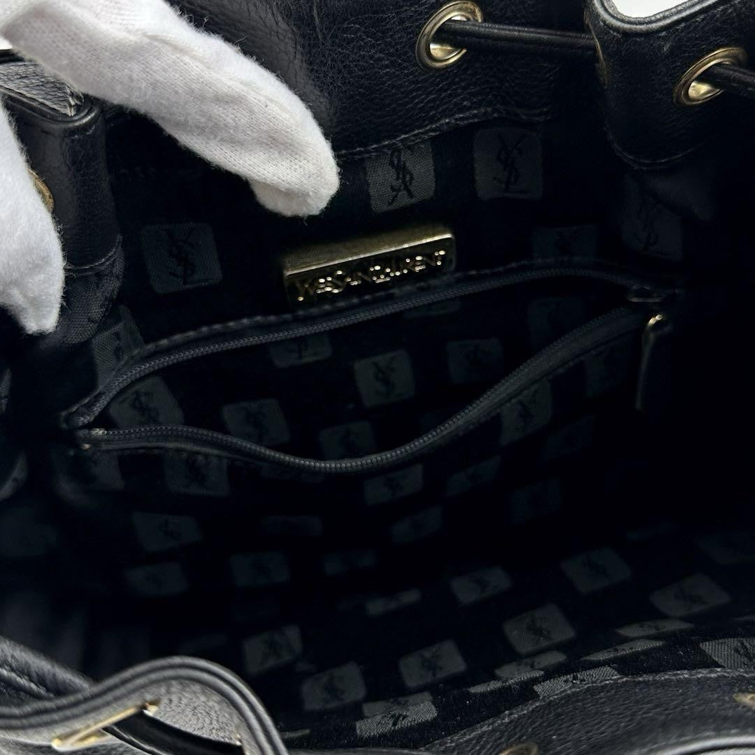 Saint Laurent Shoulder Bag Purse Leather Black Authentic