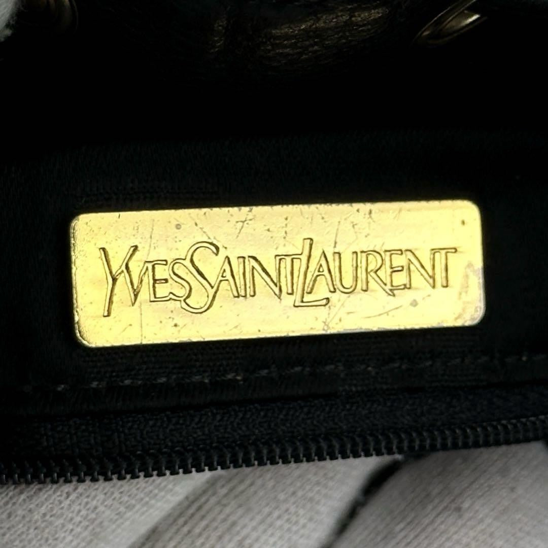 Saint Laurent Shoulder Bag Purse Leather Black Authentic