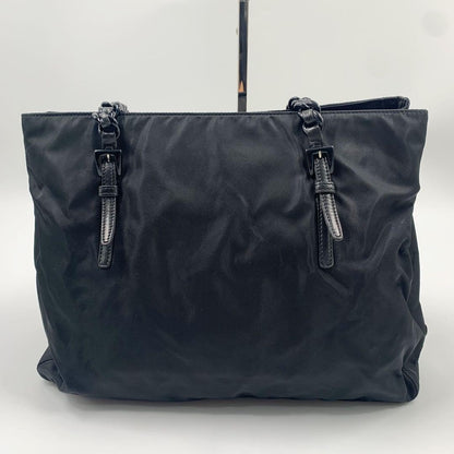 PRADA Shoulder Bag Purse Logo Nylon Leather Black Authentic