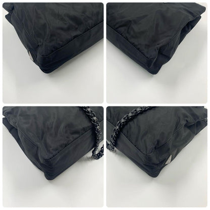 PRADA Shoulder Bag Purse Logo Nylon Leather Black Authentic
