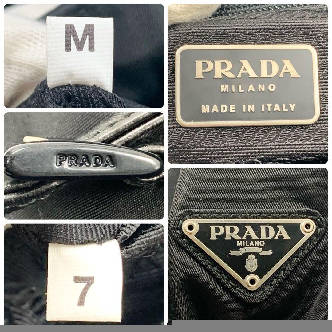 PRADA Shoulder Bag Purse Logo Nylon Leather Black Authentic