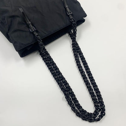 PRADA Shoulder Bag Purse Logo Nylon Leather Black Authentic