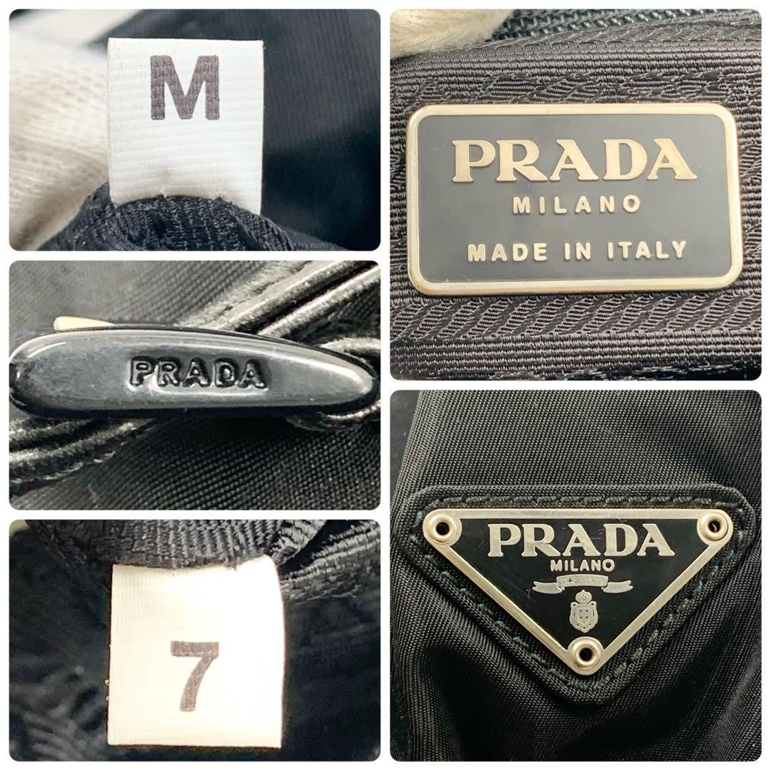 PRADA Shoulder Bag Purse Logo Nylon Leather Black Authentic