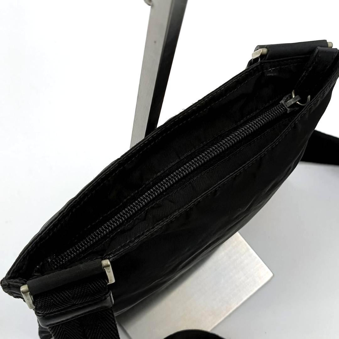 PRADA Shoulder Bag Purse Logo Nylon Leather Black Authentic