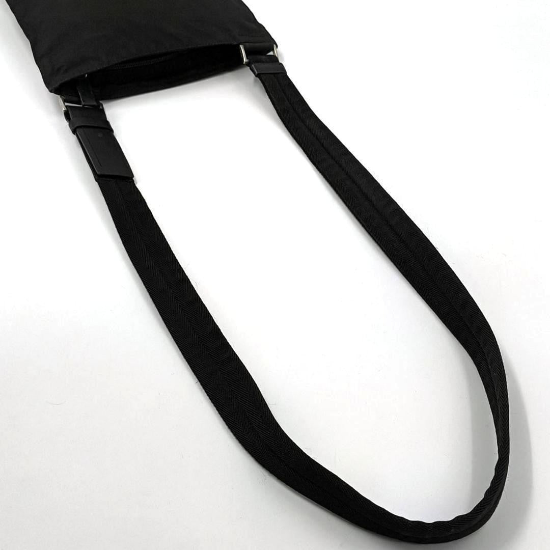 PRADA Shoulder Bag Purse Logo Nylon Leather Black Authentic