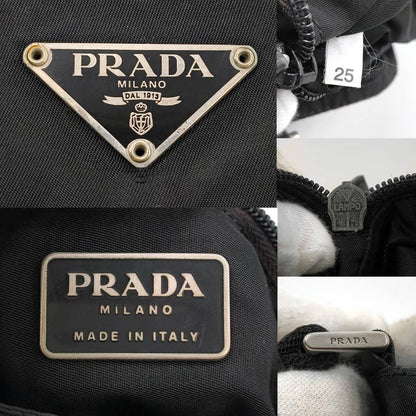 PRADA Shoulder Bag Purse Logo Nylon Leather Black Authentic