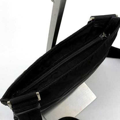 PRADA Shoulder Bag Purse Logo Nylon Leather Black Authentic