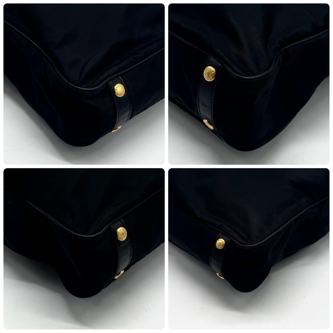PRADA Hand Shoulder Bag Tote Purse 2way Nylon Leather Black Authentic