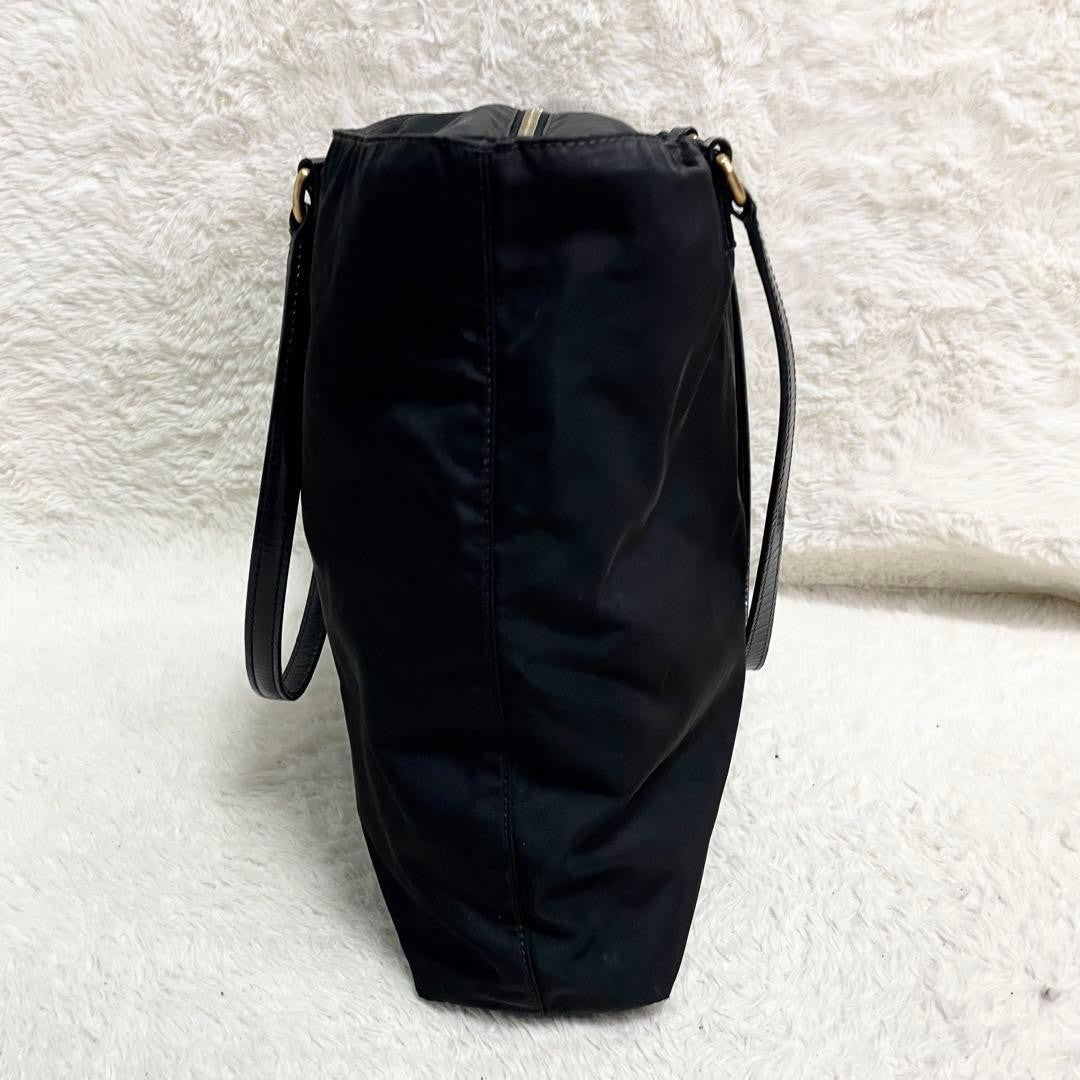 PRADA Hand Bag Tote Purse Logo Nylon Leather Black Authentic