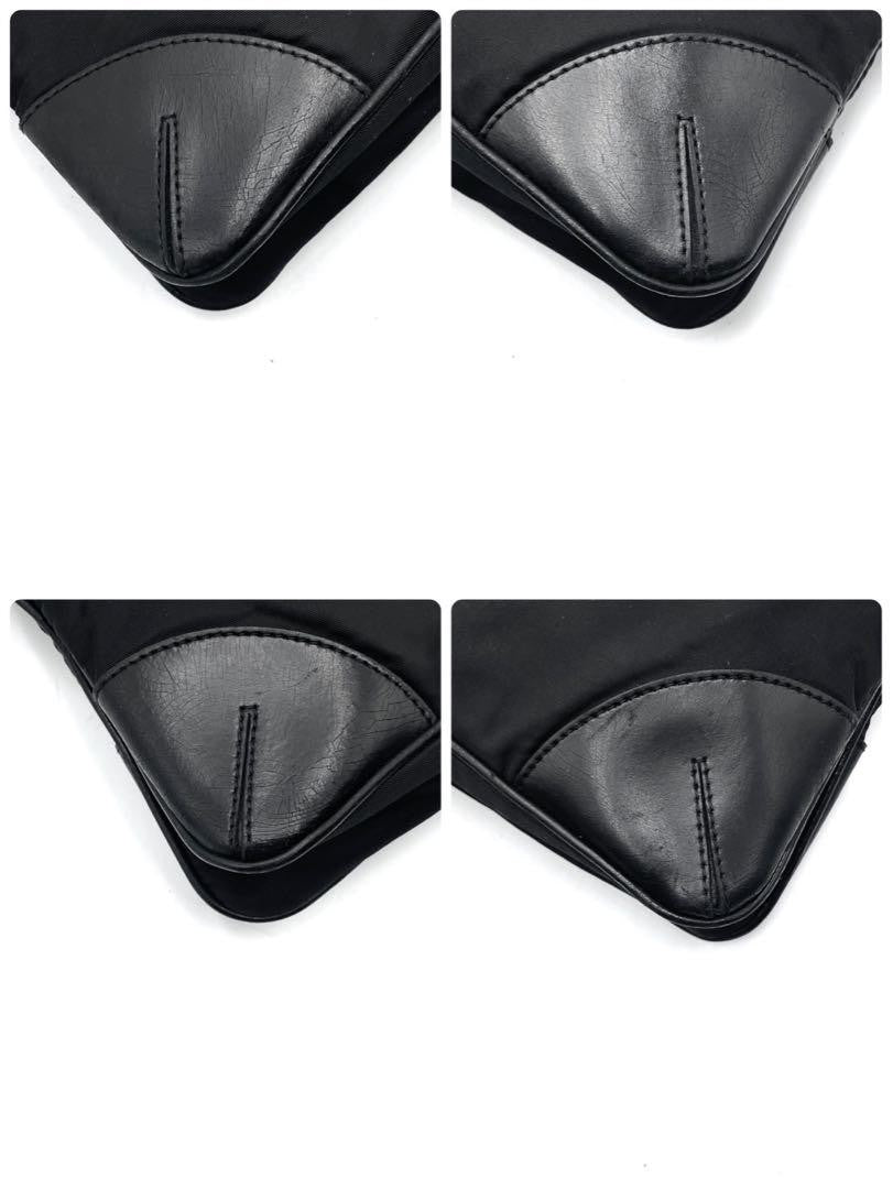PRADA Shoulder Bag Purse Logo Nylon Leather Black Authentic