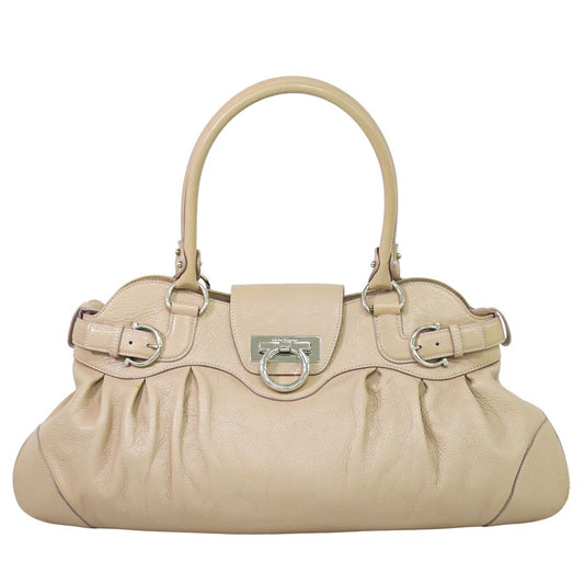 Salvatore Ferragamo Hand Bag Tote Purse Gancini Leather Pink Authentic