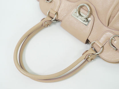 Salvatore Ferragamo Hand Bag Tote Purse Gancini Leather Pink Authentic