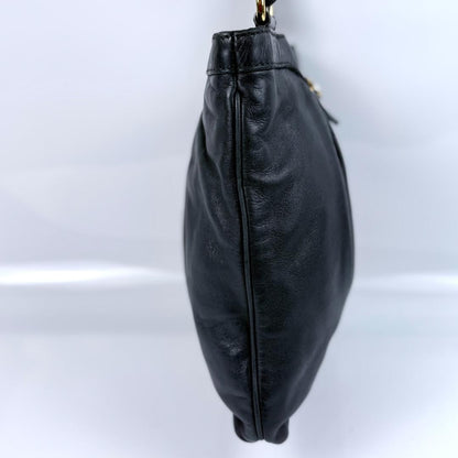 Salvatore Ferragamo Shoulder Bag Purse Gancini Leather Black Authentic
