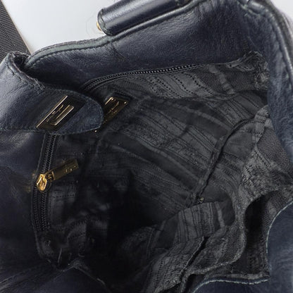 Salvatore Ferragamo Shoulder Bag Purse Gancini Leather Black Authentic