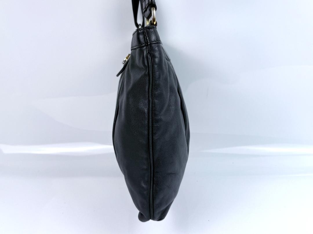 Salvatore Ferragamo Shoulder Bag Purse Gancini Leather Black Authentic