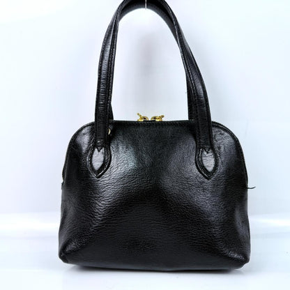 Salvatore Ferragamo Hand Bag Tote Purse Gancini Leather Black Authentic