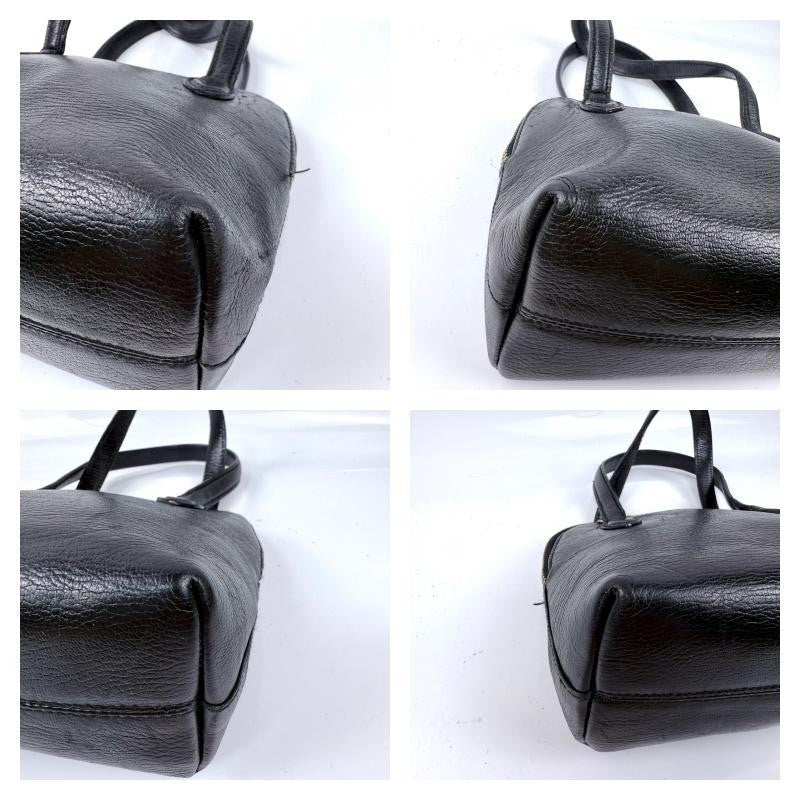 Salvatore Ferragamo Hand Bag Tote Purse Gancini Leather Black Authentic