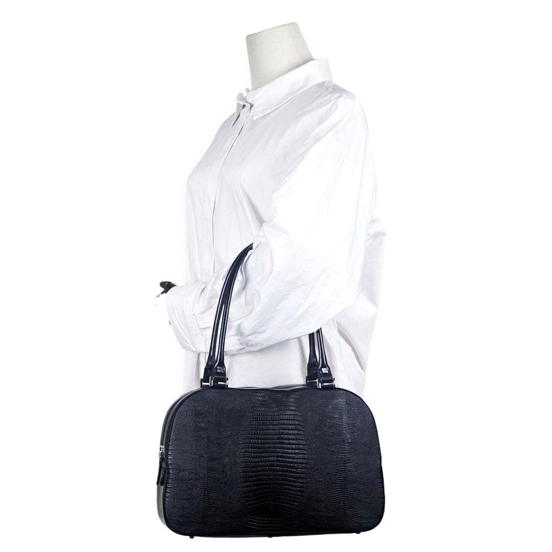 Salvatore Ferragamo Hand Bag Tote Purse Leather Black Authentic