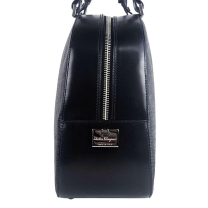 Salvatore Ferragamo Hand Bag Tote Purse Leather Black Authentic