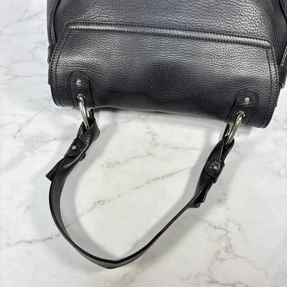 Salvatore Ferragamo Hand Bag Tote Purse Gancini Leather Black Authentic