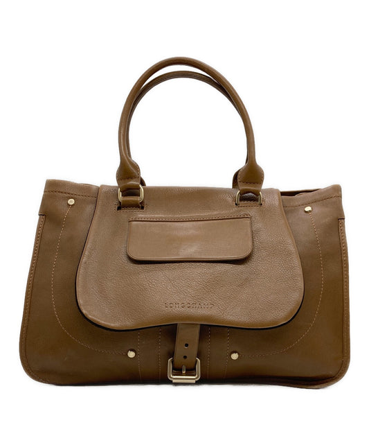 Longchamp Hand Bag Tote Purse Brown Authentic