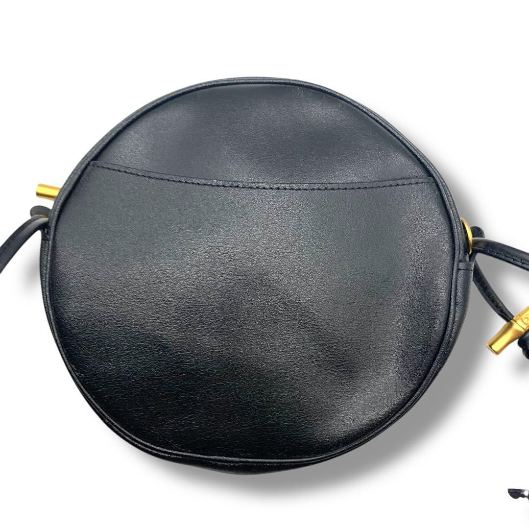 Longchamp Shoulder Bag Purse Leather Black Authentic