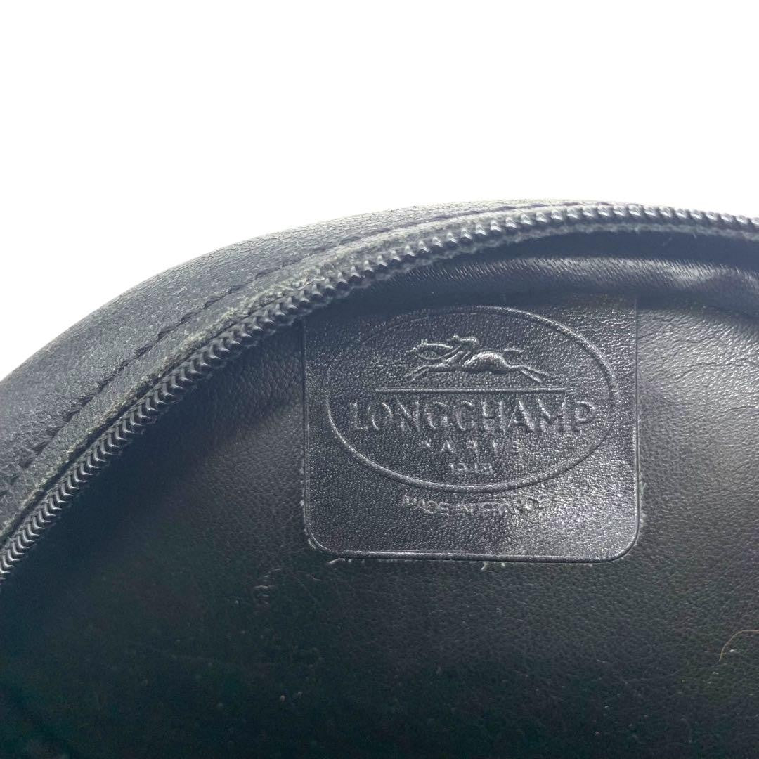 Longchamp Shoulder Bag Purse Leather Black Authentic