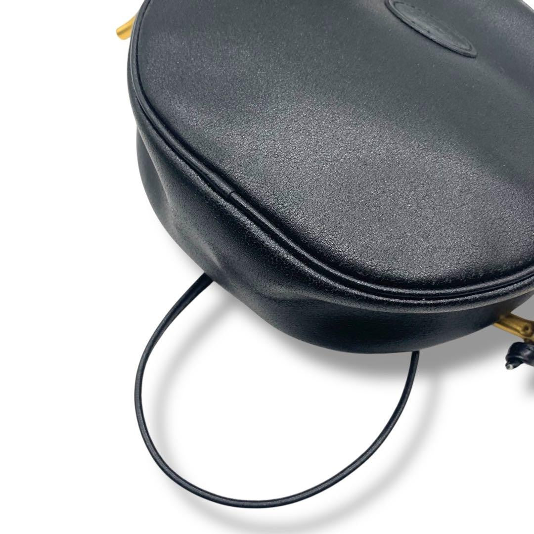 Longchamp Shoulder Bag Purse Leather Black Authentic