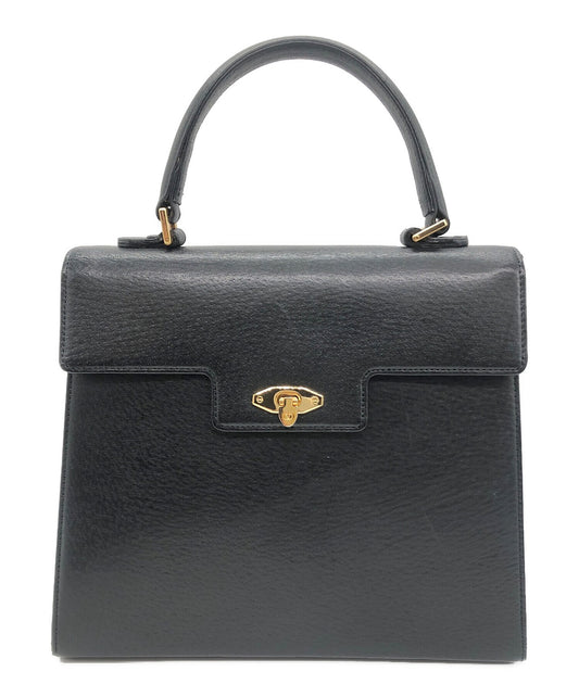 Valentino Garavani Hand Bag Tote Purse Leather Black Authentic