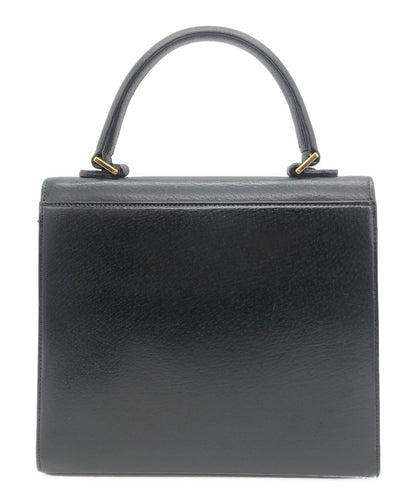 Valentino Garavani Hand Bag Tote Purse Leather Black Authentic