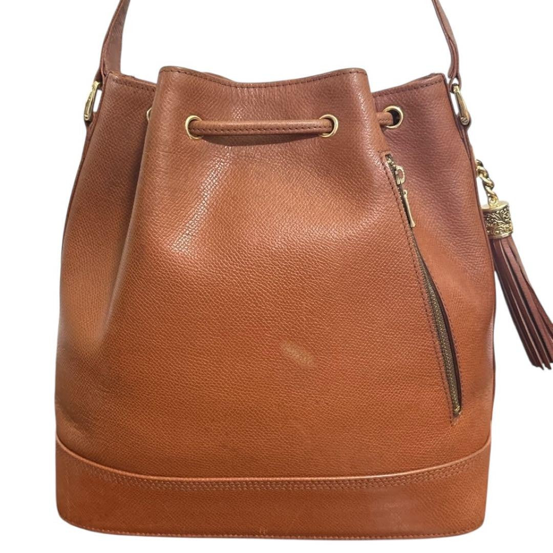 Valentino Garavani Shoulder Bag Purse Logo Leather Brown Authentic