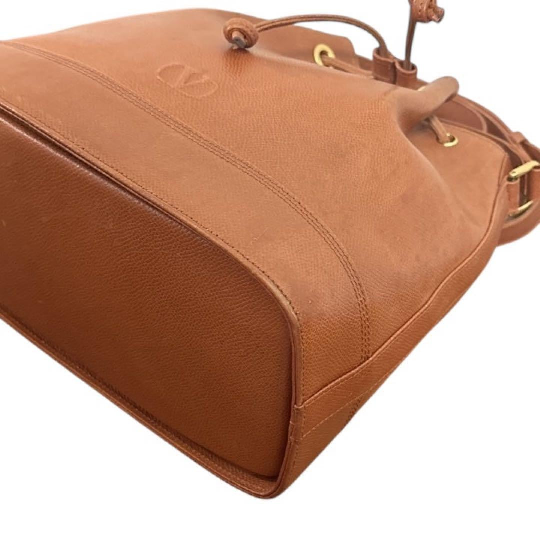 Valentino Garavani Shoulder Bag Purse Logo Leather Brown Authentic