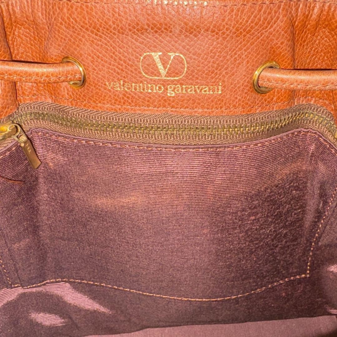 Valentino Garavani Shoulder Bag Purse Logo Leather Brown Authentic