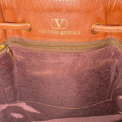 Valentino Garavani Shoulder Bag Purse Logo Leather Brown Authentic