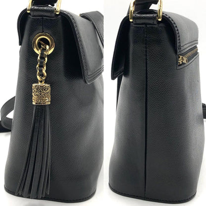 Valentino Garavani Shoulder Bag Purse Logo Leather Black Authentic