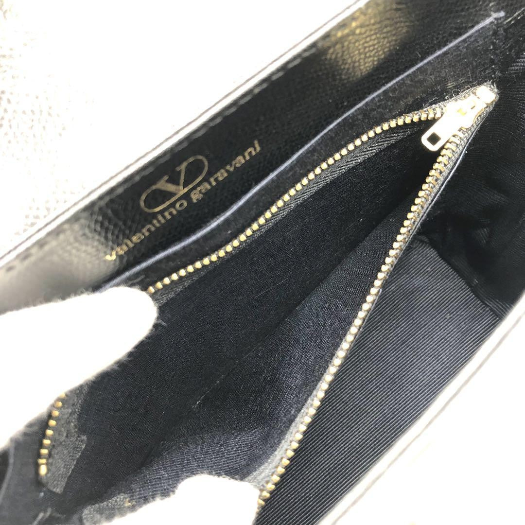 Valentino Garavani Shoulder Bag Purse Logo Leather Black Authentic