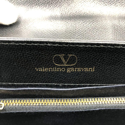 Valentino Garavani Shoulder Bag Purse Logo Leather Black Authentic