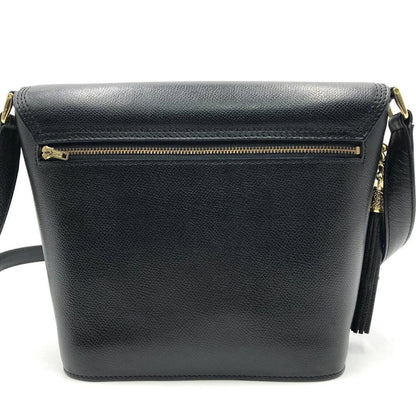 Valentino Garavani Shoulder Bag Purse Logo Leather Black Authentic