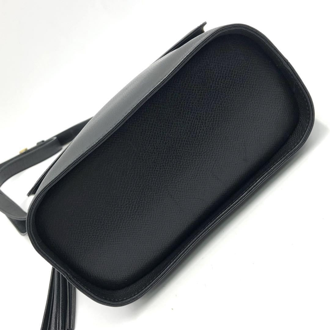 Valentino Garavani Shoulder Bag Purse Logo Leather Black Authentic