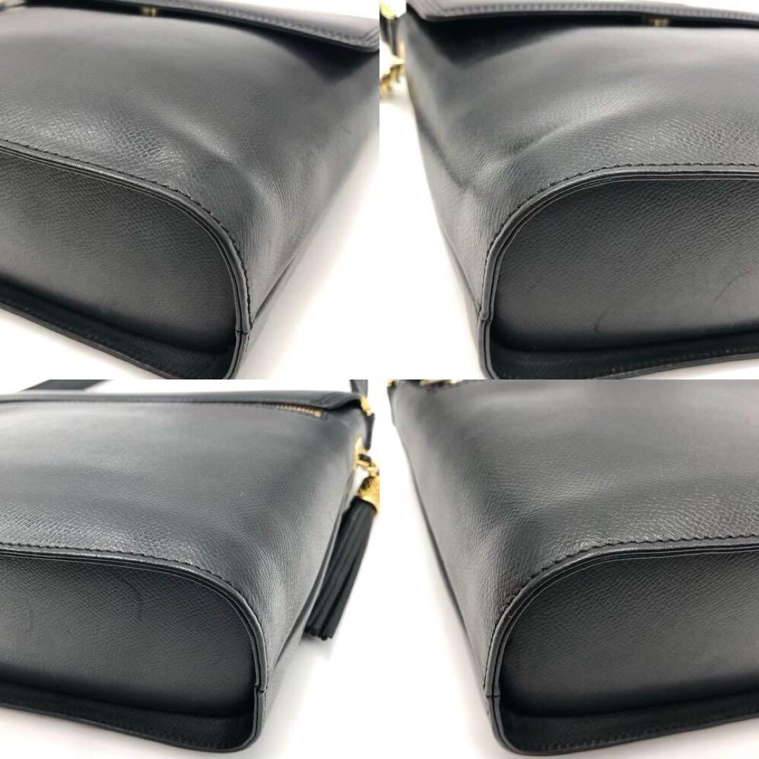 Valentino Garavani Shoulder Bag Purse Logo Leather Black Authentic