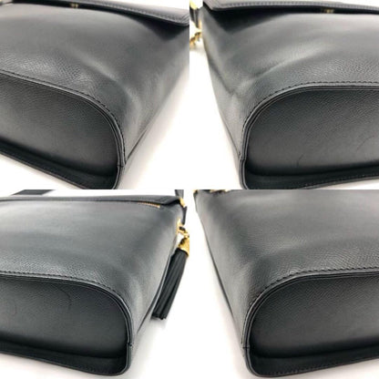 Valentino Garavani Shoulder Bag Purse Logo Leather Black Authentic